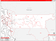 Mount Vernon-Anacortes Metro Area Wall Map Red Line Style